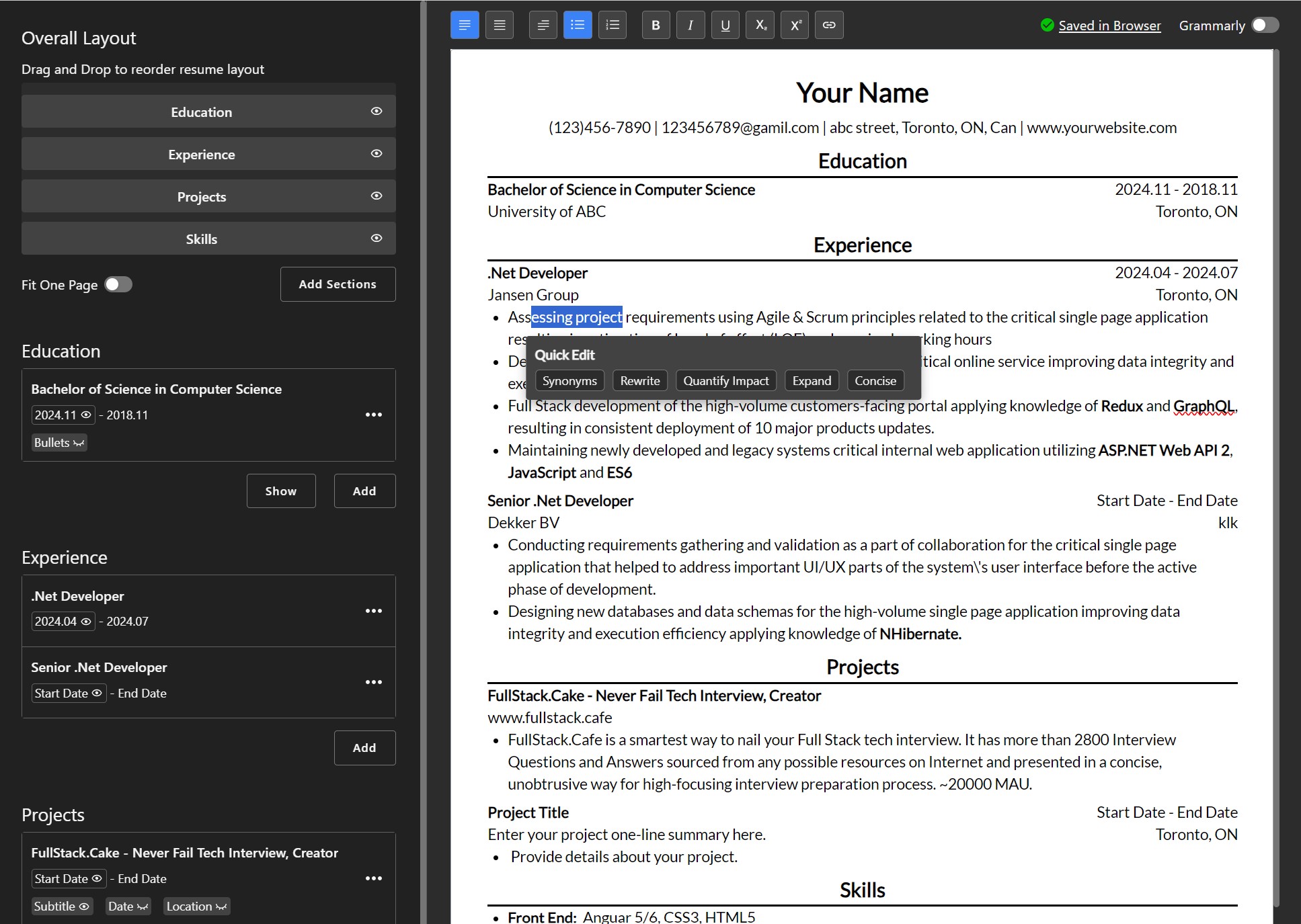 Free Resume Builder at ElegantResume